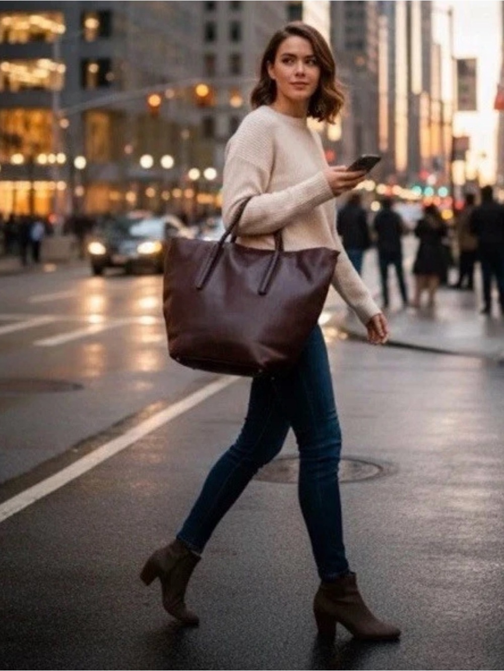 Noonday Collection Arcadia Tote Bag - Classic Brown Leather Everyday Carry All